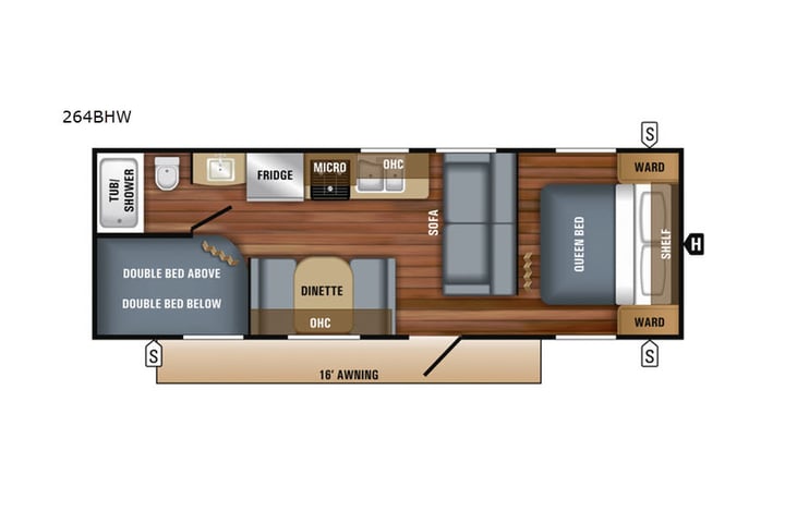 Representative floor plan provided by a trusted RVshare partner.