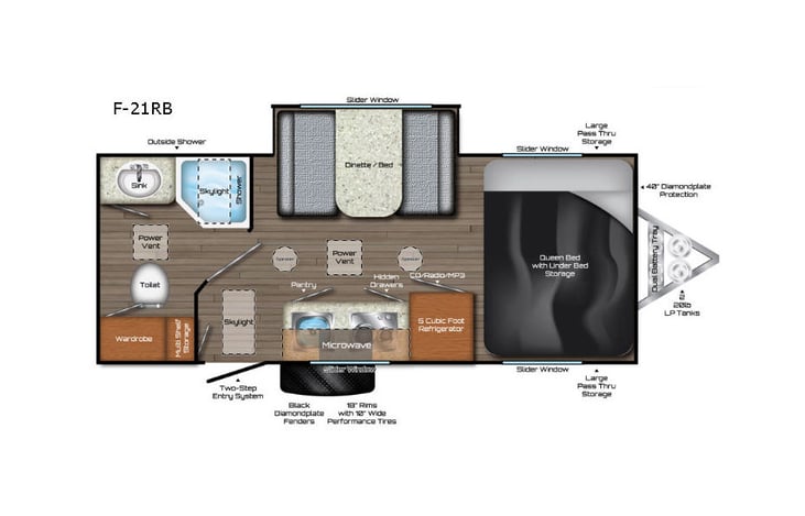 Representative floor plan provided by a trusted RVshare partner.