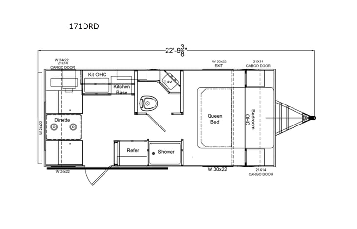 Representative floor plan provided by a trusted RVshare partner.