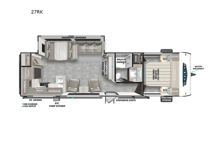 Representative floor plan provided by a trusted RVshare partner.