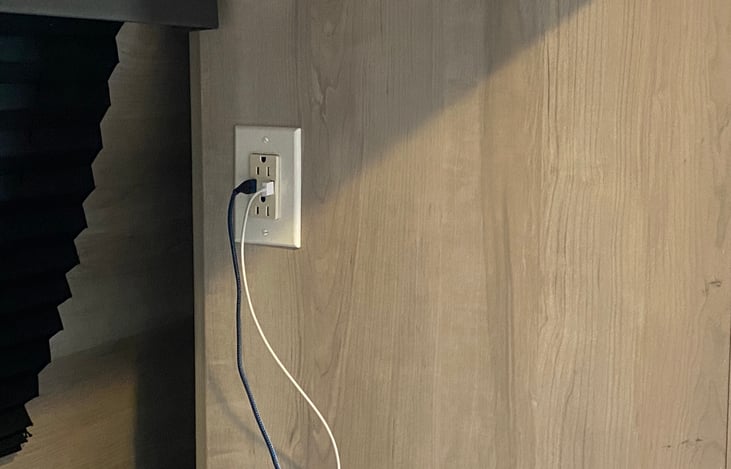 USB outlets next on other side of bed