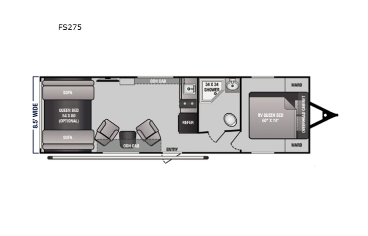 Representative floor plan provided by a trusted RVshare partner.