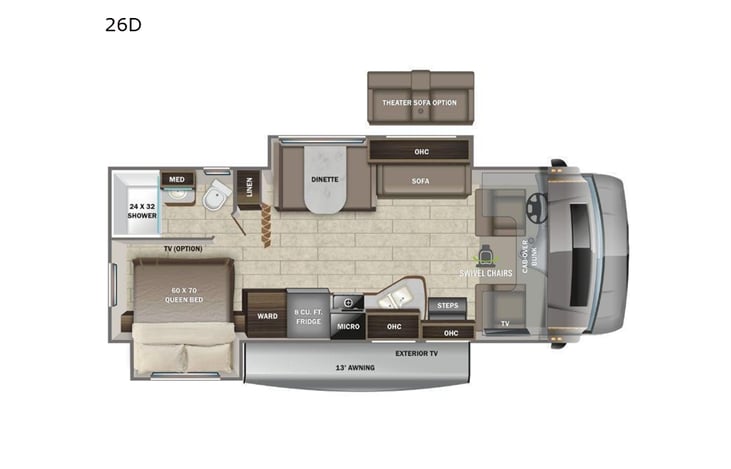 Representative floor plan provided by a trusted RVshare partner.