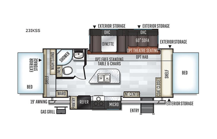 Representative floor plan provided by a trusted RVshare partner.