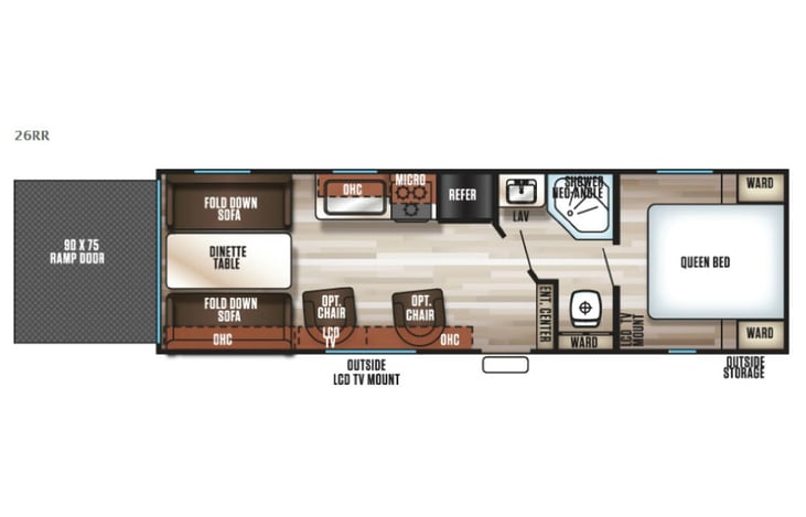 Representative floor plan provided by a trusted RVshare partner.