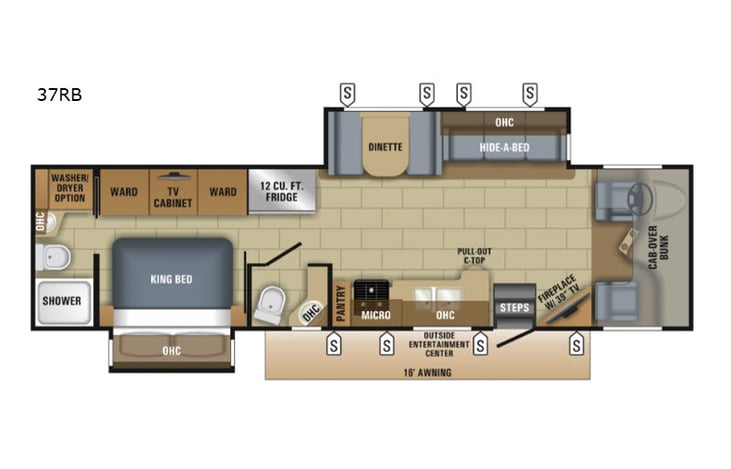 Representative floor plan provided by a trusted RVshare partner.