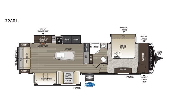 Representative floor plan provided by a trusted RVshare partner.