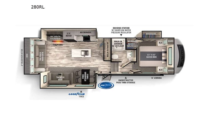Representative floor plan provided by a trusted RVshare partner.