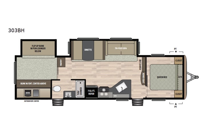 Representative floor plan provided by a trusted RVshare partner.
