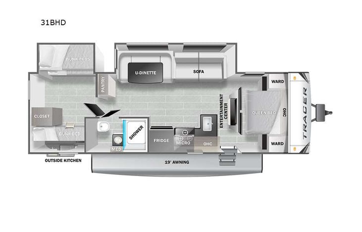 Representative floor plan provided by a trusted RVshare partner.