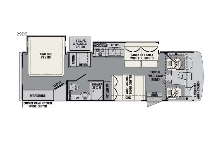 Representative floor plan provided by a trusted RVshare partner.