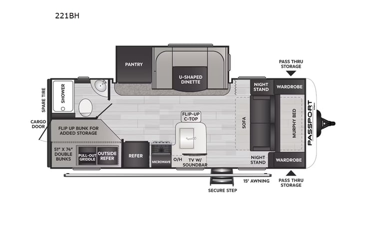Representative floor plan provided by a trusted RVshare partner.