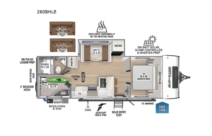 Representative floor plan provided by a trusted RVshare partner.