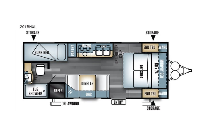 Representative floor plan provided by a trusted RVshare partner.