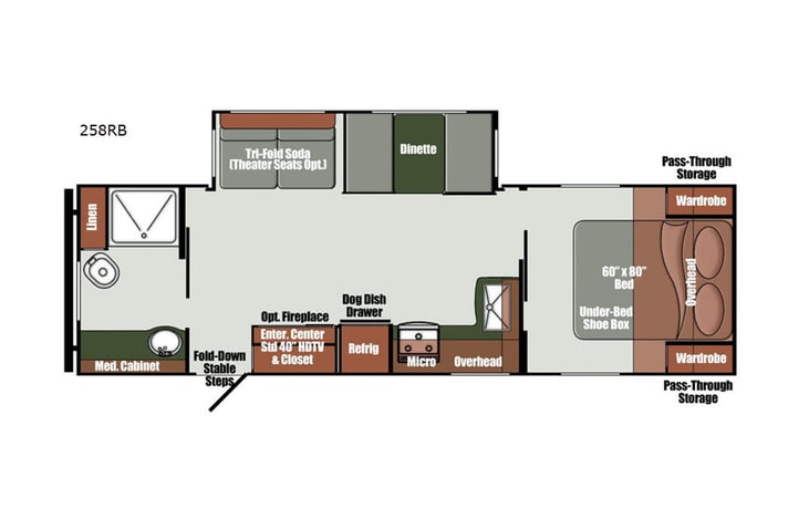 Representative floor plan provided by a trusted RVshare partner.