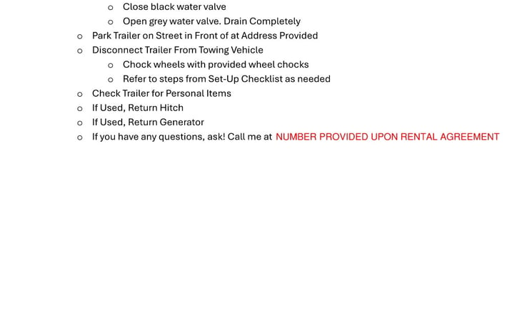 Drop-Off Checklist