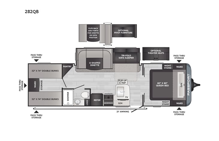 Representative floor plan provided by a trusted RVshare partner.