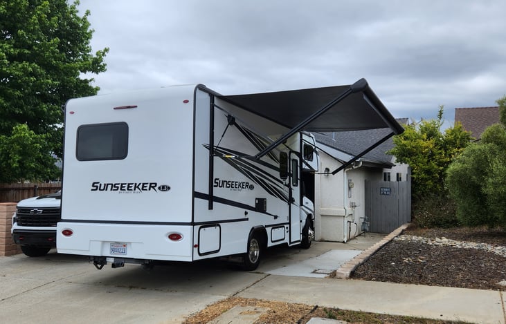 Slider and awning for cool afternoon protection with music