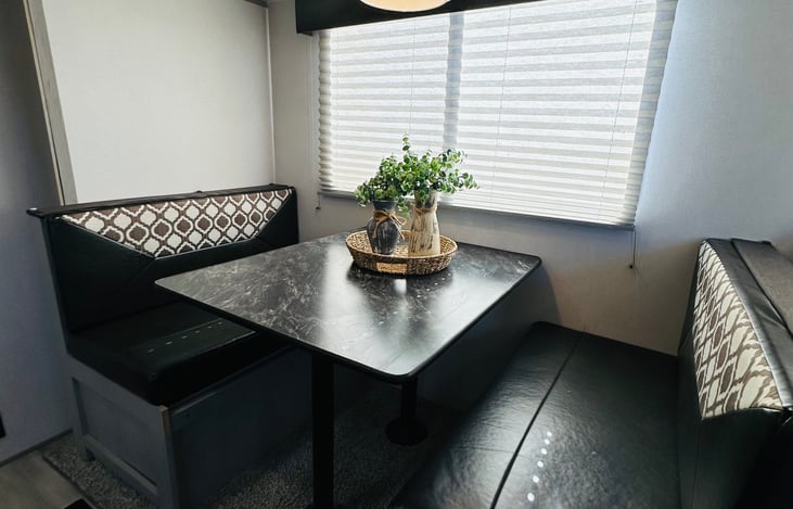 Convertible dinette for extra guests.