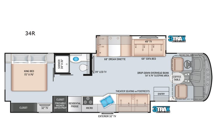Representative floor plan provided by a trusted RVshare partner.
