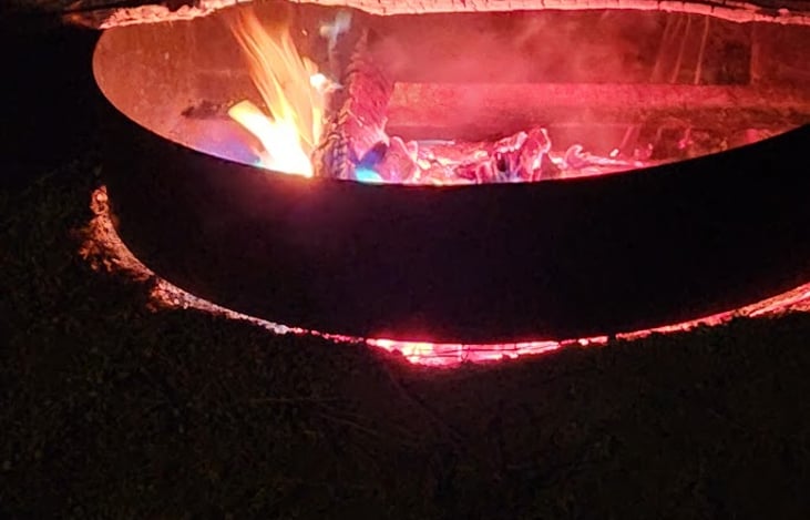 Colorful fire pit for the kids enjoyment.