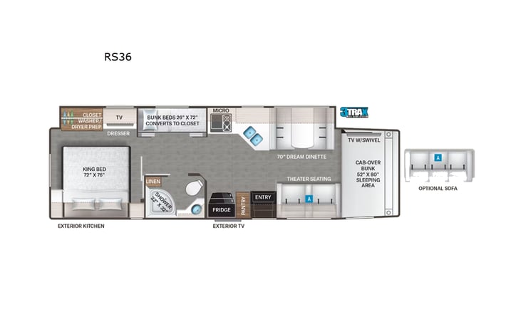 Representative floor plan provided by a trusted RVshare partner.
