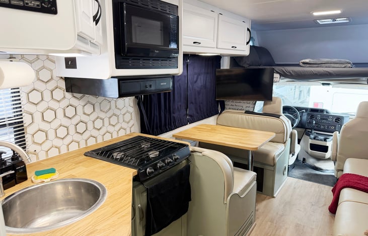 Las Vegas RV Rental Interior – Full Kitchen Refrigerator – Road Trip Camping
