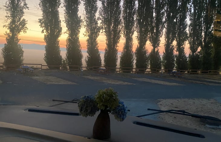 Morning sunrise with coffee. Laconner WA