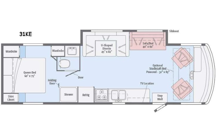 Representative floor plan provided by a trusted RVshare partner.