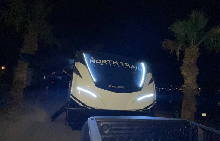 Outside front with the LED lights on