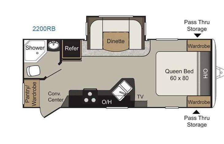 Representative floor plan provided by a trusted RVshare partner.