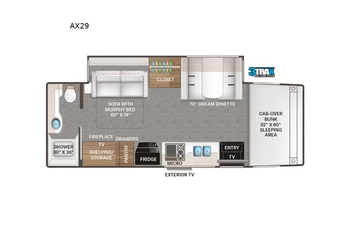 Representative floor plan provided by a trusted RVshare partner.