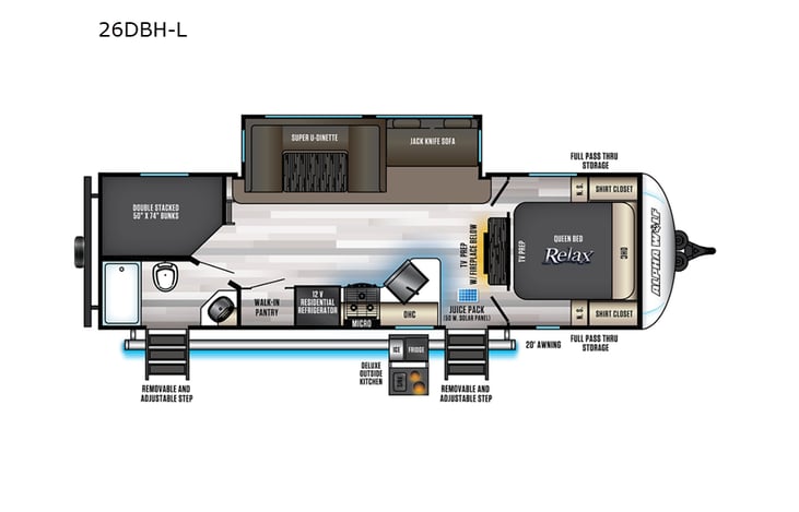 Representative floor plan provided by a trusted RVshare partner.