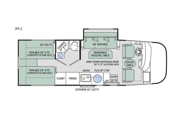Representative floor plan provided by a trusted RVshare partner.