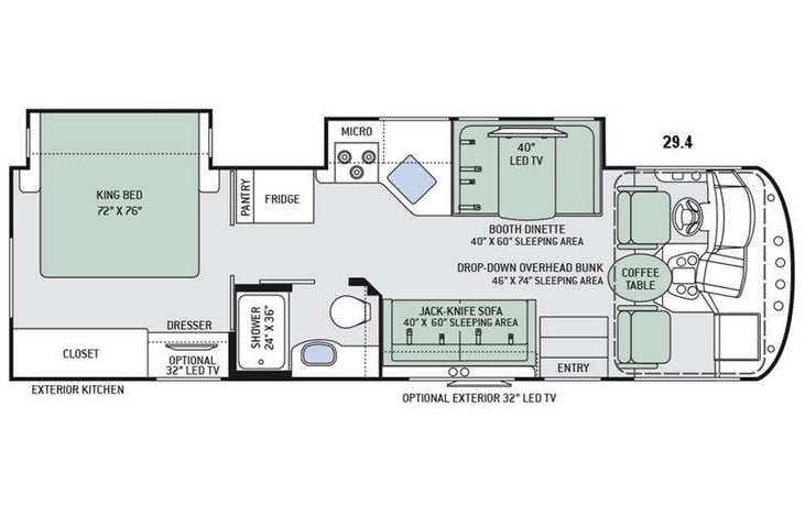 Representative floor plan provided by a trusted RVshare partner.