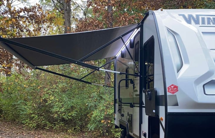 Power awning with LED lights