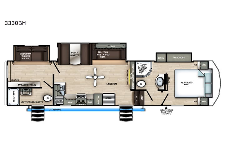 Representative floor plan provided by a trusted RVshare partner.
