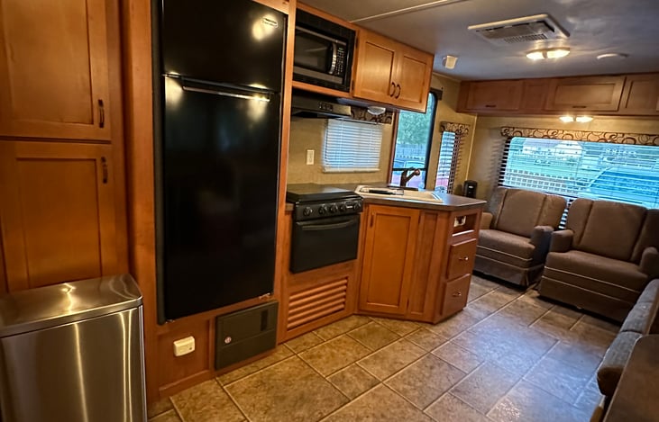 Fridge and freezer , microwave,gas stove and kitchen sink