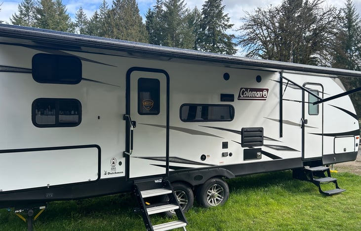Two entries, electric awning