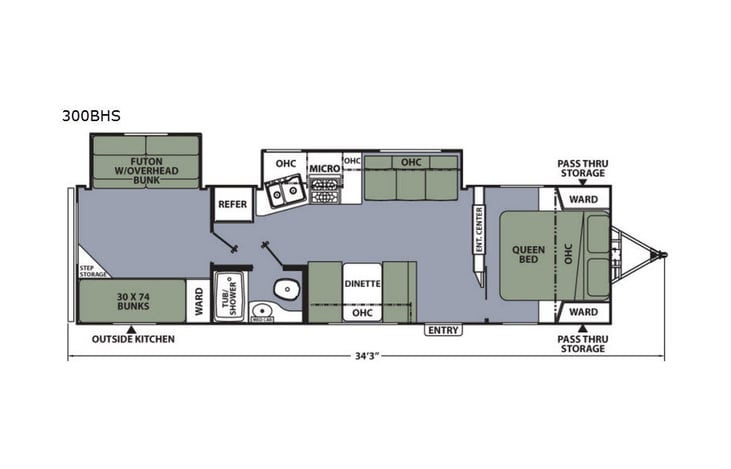 Representative floor plan provided by a trusted RVshare partner.