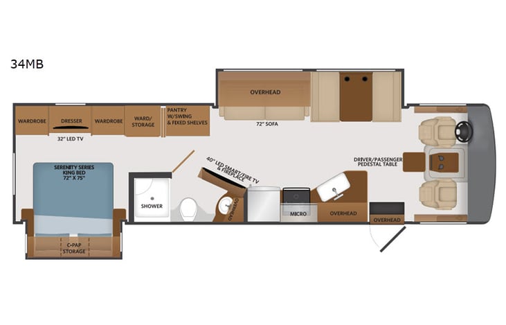 Representative floor plan provided by a trusted RVshare partner.