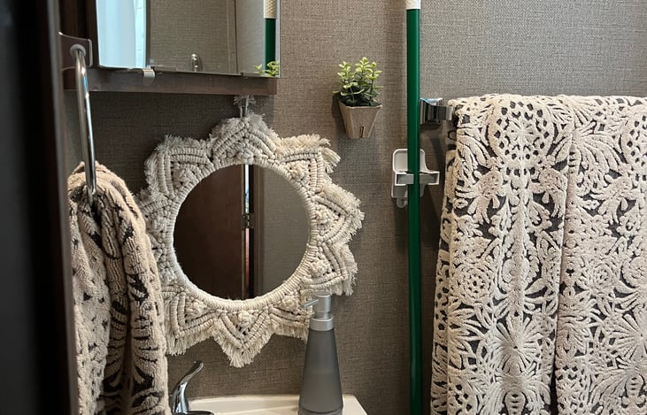 Generously sized bathroom area