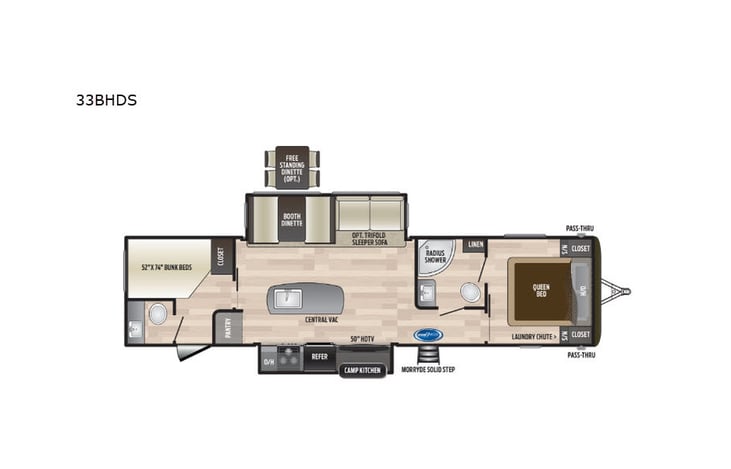 Representative floor plan provided by a trusted RVshare partner.
