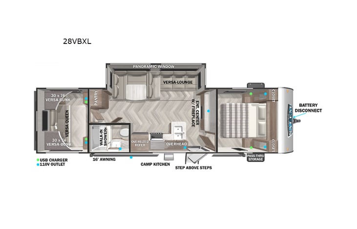 Representative floor plan provided by a trusted RVshare partner.
