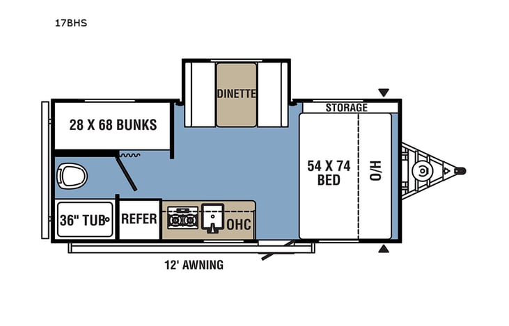Representative floor plan provided by a trusted RVshare partner.