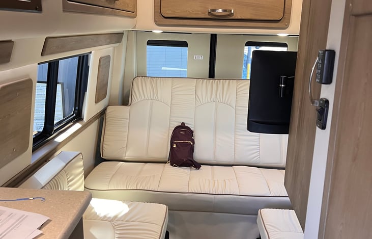 back couch, auto slide down to bed for 2