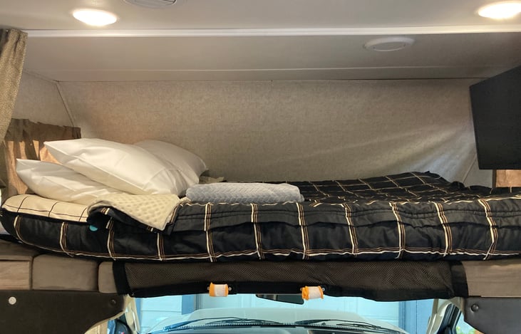 Queen bunk has memory foam mattress