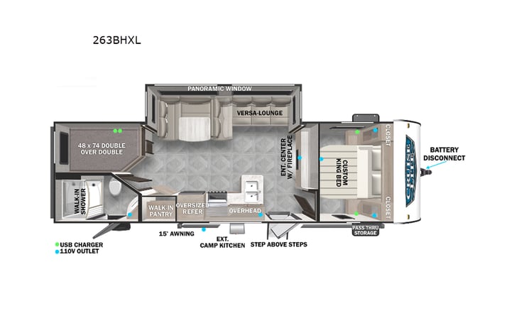 Representative floor plan provided by a trusted RVshare partner.
