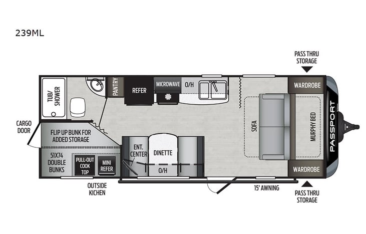 Representative floor plan provided by a trusted RVshare partner.