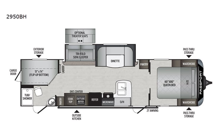 Representative floor plan provided by a trusted RVshare partner.